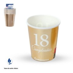 Vasos oro 18 cumpleanos 6 uds 8435127335257 33525