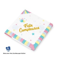 Servilletas Feliz cumpleanos pastel 12 uds 33 cm 8435127342026 34202