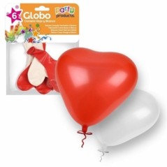 Globos corazon rojo y blanco 6 unidades 25 cm 8424345680093 68009