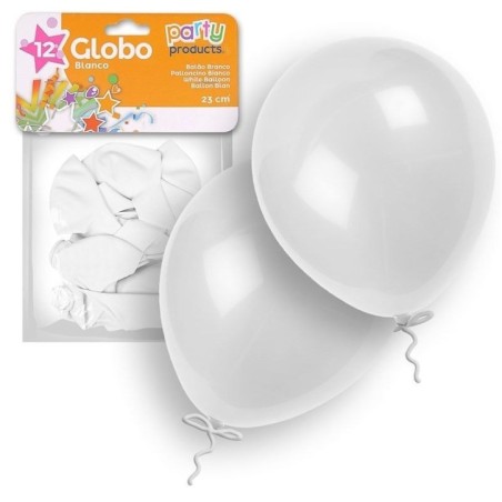 Globos blancos 12 unidades 23 cm 9  latex 8424345683773 68377