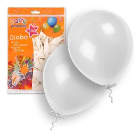 Globos blancos 100 unidades 23 cm 9  latex 8424345683780 68378