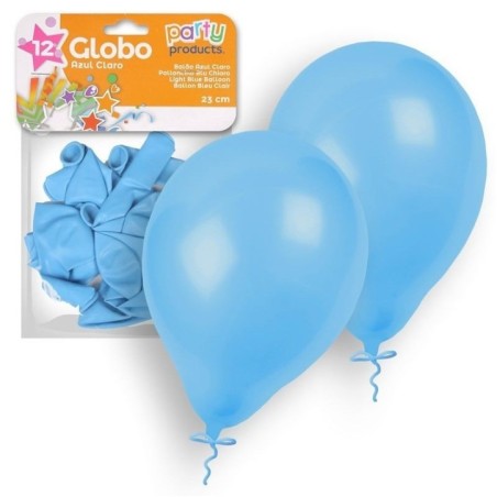 Globos azul claro 12 unidades 23 cm 9  latex 8424345683971 68397