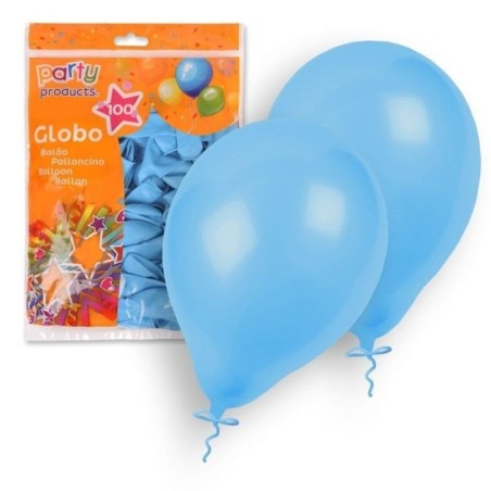 Globos azul claro 100 unidades 23 cm 9  latex 8424345683988 68398