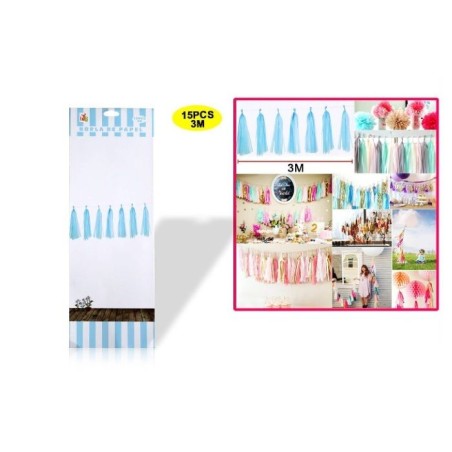 Guirnalda flecos azules 3 metros 15 pz 8800884035370 403537