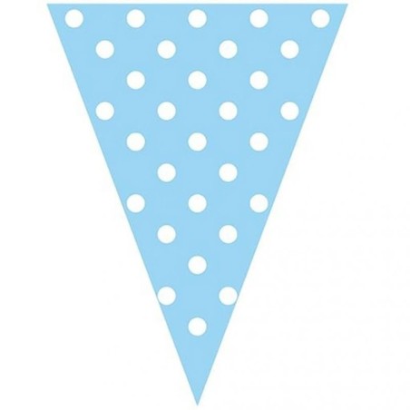 Banderin triangular azul lunares blancos 3