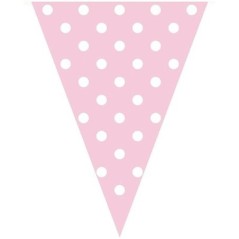 Banderin triangular rosa lunares blancos 3