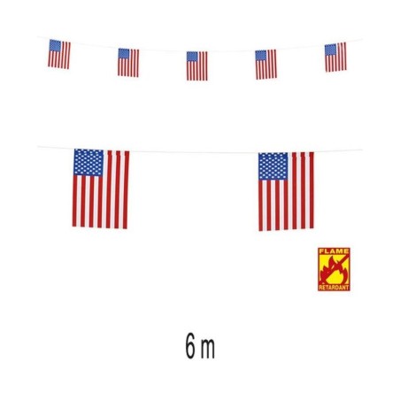 Guirnalda bandera estados unidos 6 metros de 15x20 cm-Tus Disfraces