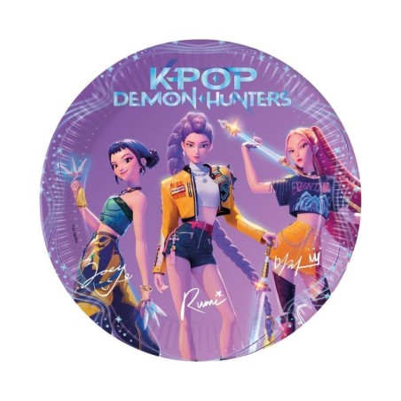 Platos Guerreras K-Pop huntrix 8 uds 23 cm cumpleaños