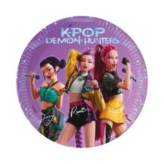 Platos Guerreras K-Pop huntrix 8 uds 18 cm cumpleaños