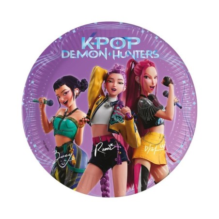 Platos Guerreras K-Pop huntrix 8 uds 18 cm cumpleaños