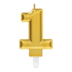 Vela oro metalica numero para tarta cumpleaños