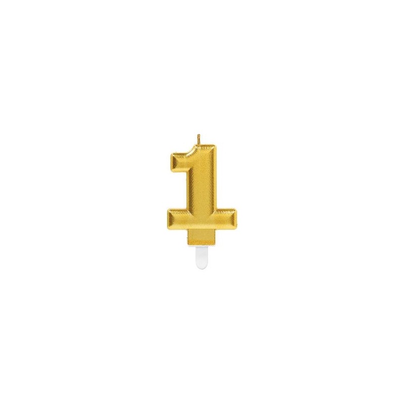 Vela oro metalica numero para tarta cumpleaños