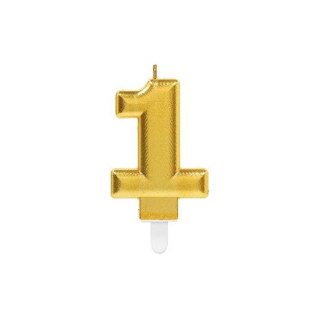 Vela oro metalica numero para tarta cumpleaños