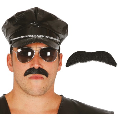 Bigote negro policia-Tus disfraces baratos