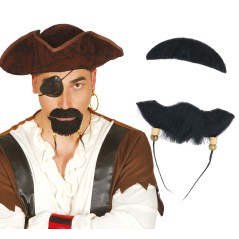 Perilla y bigote negro pirata-Tus disfraces baratos