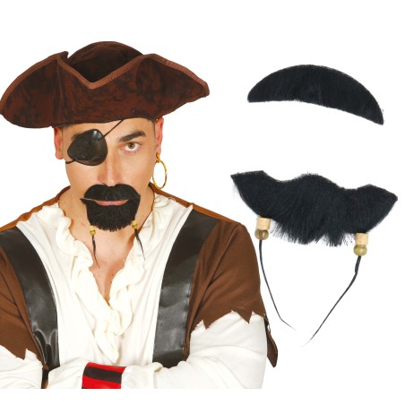 Perilla y bigote negro pirata-Tus disfraces baratos