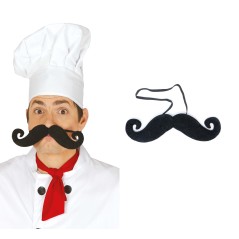 Bigote con elastico 21,5 cm negro grande-Tus disfraces baratos