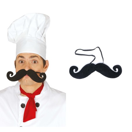 Bigote con elastico 21,5 cm negro grande-Tus disfraces baratos