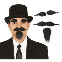 Perilla bigote y cejas negras-Tus disfraces baratos