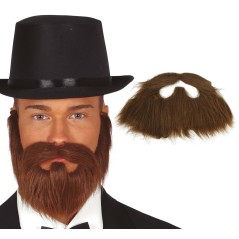Barba y bigote castaña con goma elestica caballero siglo xix-Tus disfraces baratos