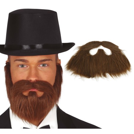 Barba y bigote castaña con goma elestica caballero siglo xix-Tus disfraces baratos