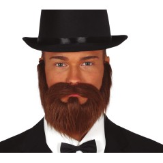 Barba y bigote castaña con goma elestica caballero siglo xix