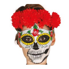 Antifaz dia de los muertos Catrina mujer rosas-Tus Disfraces