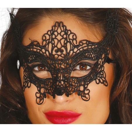 Antifaz bordado negro elegante-Tus Disfraces