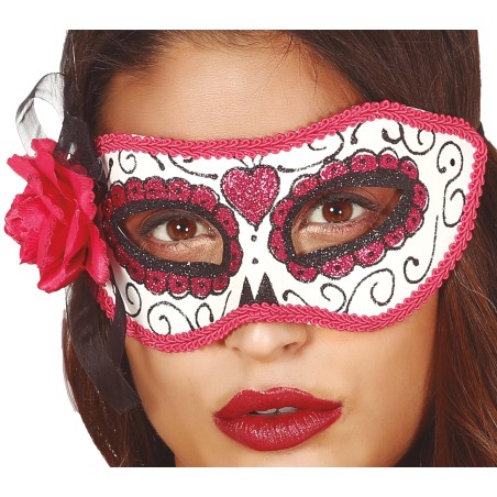 Antifaz catrina rosa dia de muertos-Tus Disfraces