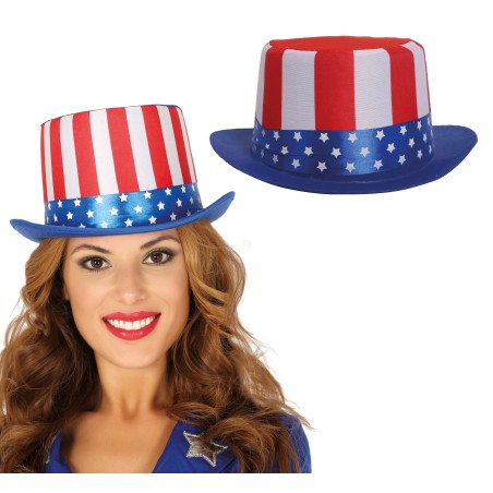 Sombrero chistera bandera americana USA-Tus Disfraces baratos
