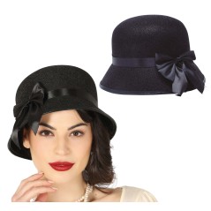 Sombrero dama de los años 20 gorro charleston negro-Tus Disfraces