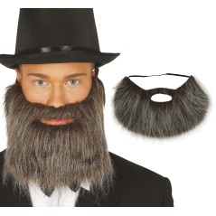 Barba y bigote gris con goma elestica caballero siglo xix-Tus disfraces baratos