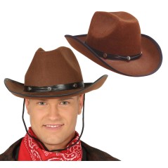 Sombrero vaquero marron cowboy del oeste-Tus Disfraces baratos
