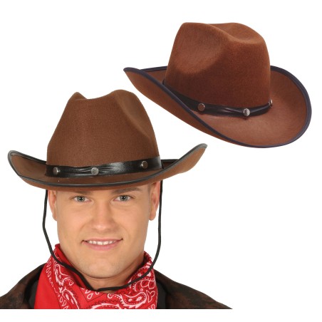 Sombrero vaquero marron cowboy del oeste-Tus Disfraces baratos