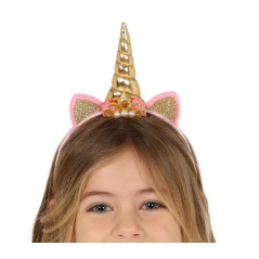 Diadema unicornio oro para niña-Tus Disfraces baratos