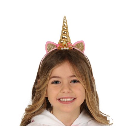 Diadema unicornio oro para niña