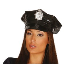 Gorra policia vinilo negra
