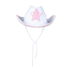Sombrero vaquero blanco estilo barbie-Tus Disfraces