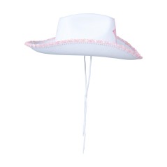 Sombrero vaquero blanco estilo barbie-Tus Disfraces