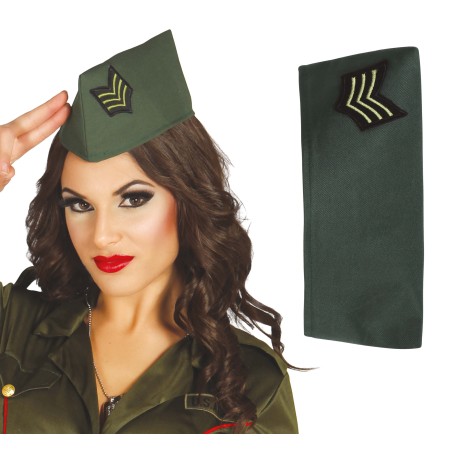 Gorro militar verde con insignia sargento usa-Tus Disfraces baratos