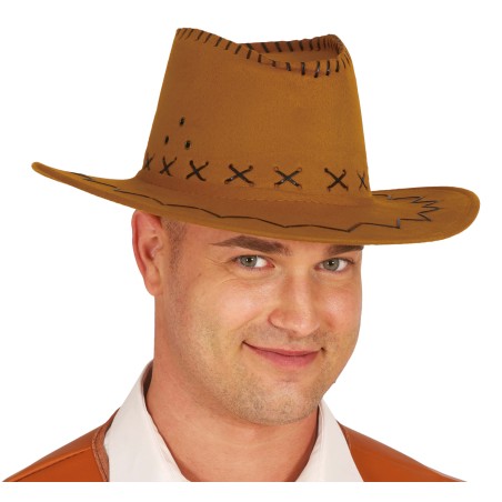 Sombrero vaquero ante marron oeste-Tus Disfraces baratos