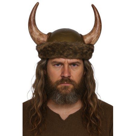 Casco vikingo con piel de lujo adulto