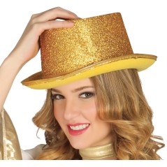 Chistera oro purpurina adulto sombrero-Tus Disfraces baratos