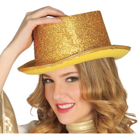 Chistera oro purpurina adulto sombrero-Tus Disfraces baratos