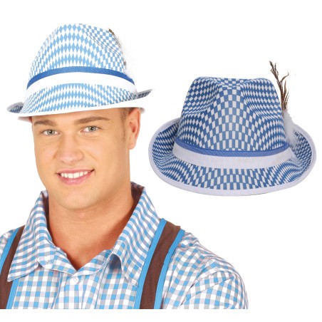 Sombrero octoberfest tiroles azul y blanco-Tus Disfraces baratos