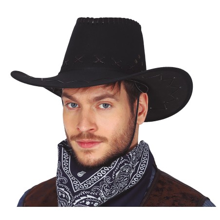 Sombrero vaquero ante negro