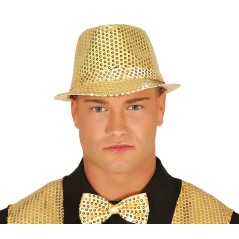 Sombrero gangster oro con lentejuelas