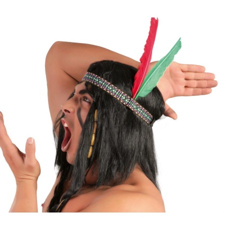 Penacho indio cinta con plumas