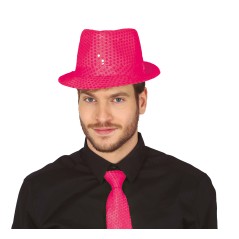 Sombrero gangster rosa neon lentejuelas