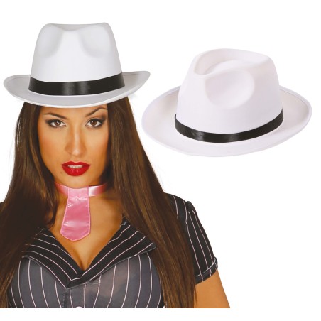 Sombrero gangster blanco alta calidad-Tus Disfraces baratos